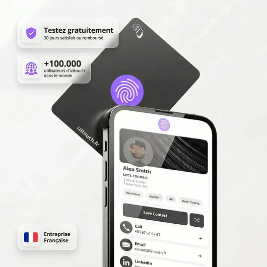 présentation de la carte de visite nfc izi touch